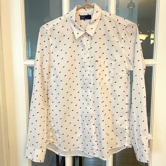 Women's Gap Fitted Boyfriend Clip Dot Shirt - Picture 1 of 4
